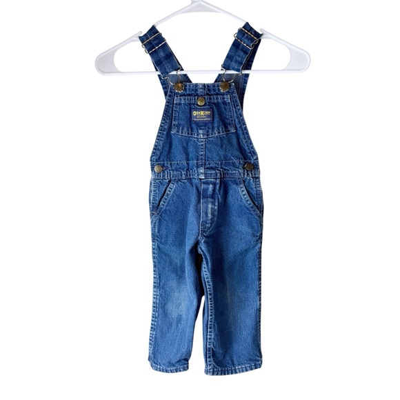 Vintage Osh Kosh‎ B Gosh Denim Blue Overalls Size 2T Jumper Vestbak USA - Picture 1 of 10